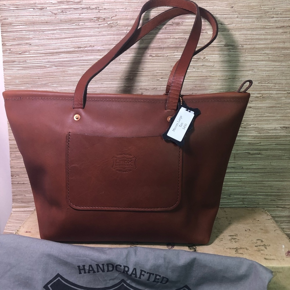 Orox Leather Co Leather Shoulder Tote Bag Handmade Purse Large Tan Merces